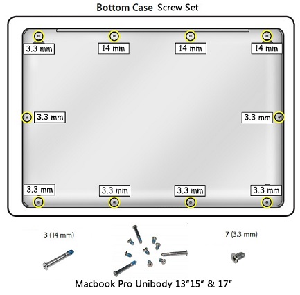 Set Viti Ricambio Per MacBook Pro 13-15-17 Pollici (2009-2012) - A1278, A1286, A1297 - Foto 3