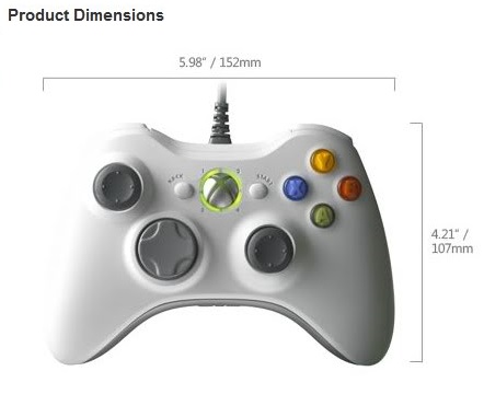 xbox 360 controller dimensions